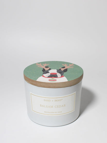 Sand + Paws Scented Candle -Balsam Cedar- Luxurious Air Freshening Jar Candles Neutralize pet Odors and Enhance Home décor – 100% Cotton Lead-Free Wicks - 12 oz
