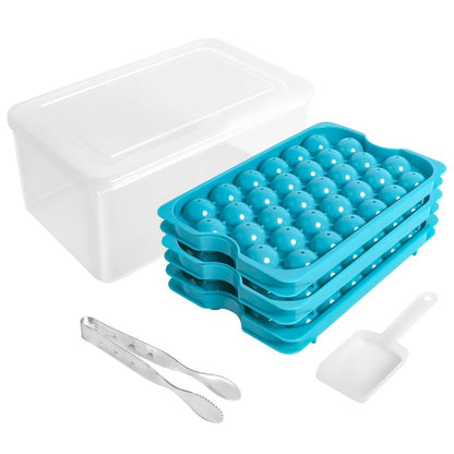 Bangp Ice Cube Tray with Lid and Bin,3 Pack Round Ice Trays for Freezer with Lid,96PCS 0.8" Ice Balls for Chilling Drinks Coffee Juice,Ice Cube Trays for Freezer with Ice Container,Ice Scoop & Tongs