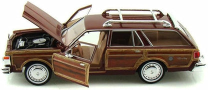 1979 Chrysler Lebaron Town &amp Country Wagon Red with Woodie Siding Motormax 73331-1/24 Scale Diecast Model Car