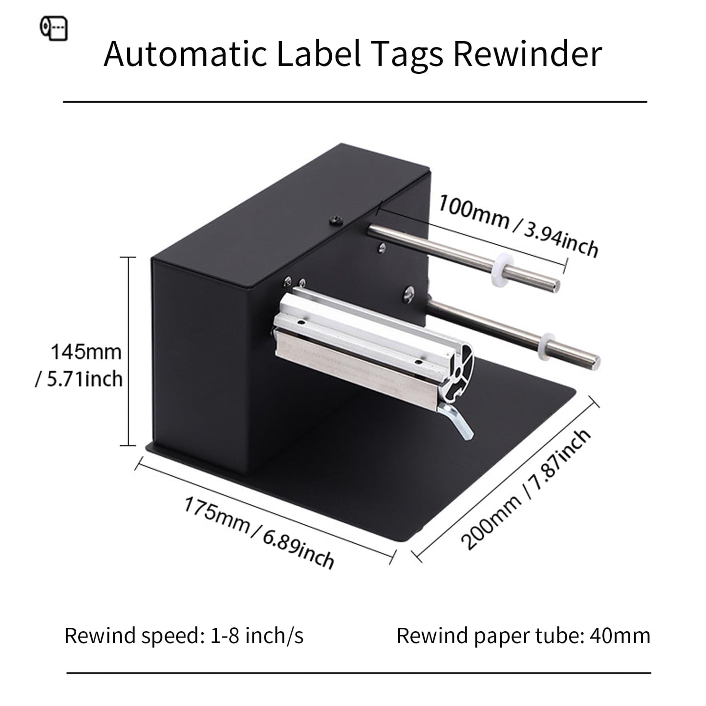 AIWFL Automatic Label Rewinder Rewinding Machine Speed 1-8 inch/s Automatic Label Rewinder Two-Way Rewinding 180mm Label Roller Machine Synchronize with Printer (R3)