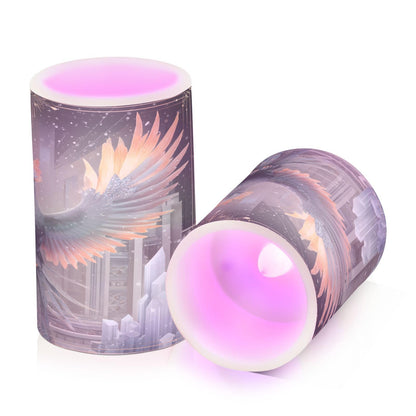 ALAZA Flameless Candles with Remote Timer,Bohemian Bird Battery Operated Candles Set of 2 LED Tea Lights Flickering Pillar Votive Candles for Indoor Outdoor Decor