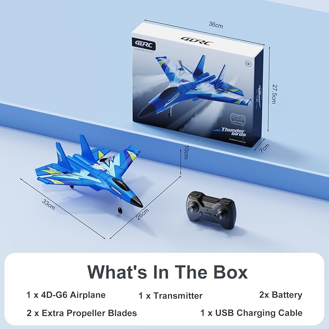 4DRC Foam RC Plane for Kids Adults Remote Control Airplane RC Jet Helicopter Drone Plane for Kids Adults Beginner Easy to Fly RC Fighter Remote Control Aircraft with Automatic Balance Gyro