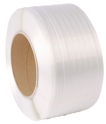 1/2" Strapping 9900 Ft Machine Grade 8x8 Core Polypropylene Heavy Duty Grade Strapping, 1 Roll, White