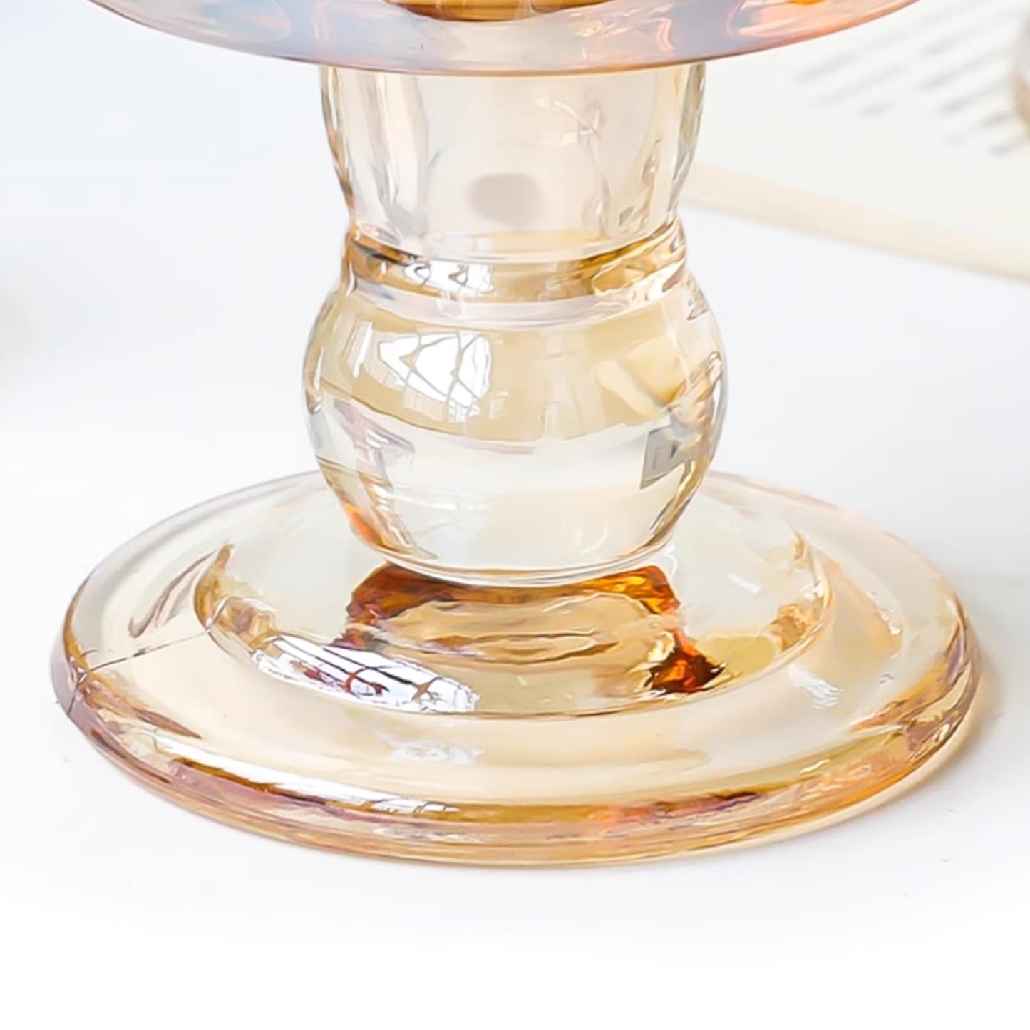 DreamsEden Amber Glass Candle Holder, Set of 3 Crystal Clear Candlestick Stand for Pillar Taper Tealight Candle, 3 Pcs Elegant Candelabra Table Centerpiece Home Living Room Wedding Dinner Party Decor