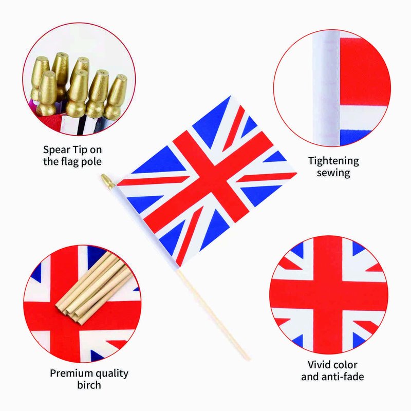 Ckexin 25Pack Small British UK Flag Handheld Mini Britain Flag on Stick 5x8 Inch