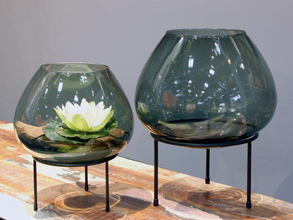 GILDE Vitu Glass Lantern – Black – Height 38 cm x Diameter 32 cm – Candle Holder