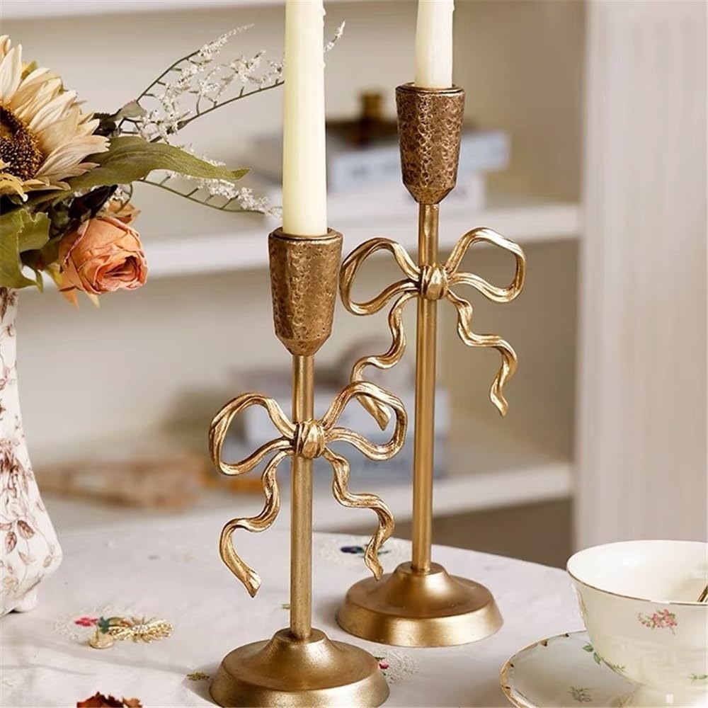 Candle Holders 2 Pcs Luxury Gold Candle Holder Ornaments, Elegant Candle Holder for Weddings, Churches, Halloween, Dining and Home Accessories Decorative Candle Holder