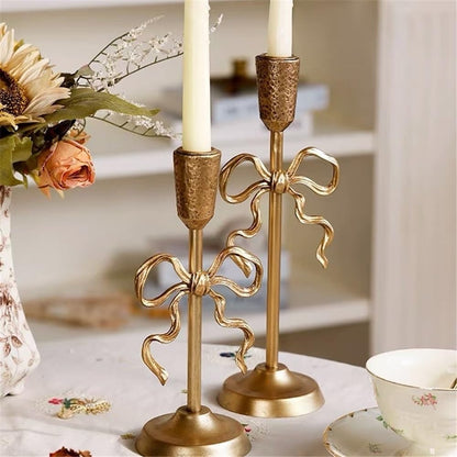 Candle Holders 2 Pcs Luxury Gold Candle Holder Ornaments, Elegant Candle Holder for Weddings, Churches, Halloween, Dining and Home Accessories Decorative Candle Holder