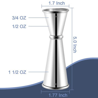 Briout Jigger for Bartending, 2Pcs Double Cocktail Jigger Japanese Premium 304 Food Grade Stainless Steel Jigger 2 OZ 1 OZ with Measurements Inside