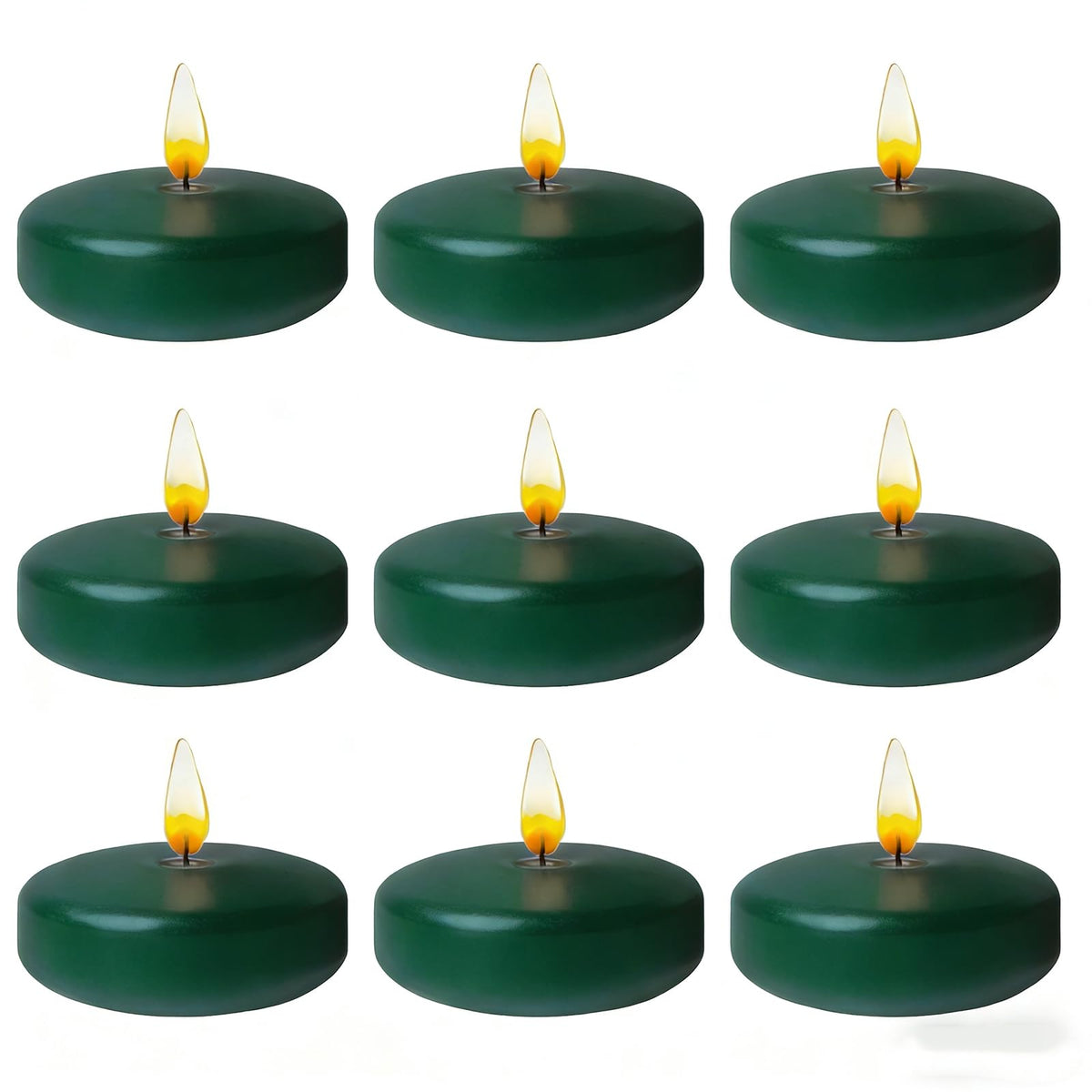Dark Green Floating Candles 3 Inch 12 Pack – Paraffin Wax Floating Candle for Greenery Weddings, Christmas, Parties & Home Décor – Long Burning & Clean Flame