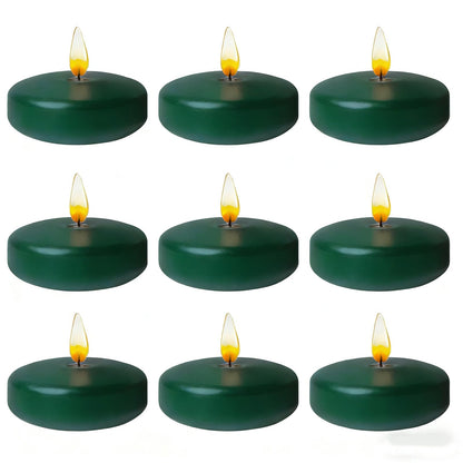 Dark Green Floating Candles 3 Inch 12 Pack – Paraffin Wax Floating Candle for Greenery Weddings, Christmas, Parties & Home Décor – Long Burning & Clean Flame
