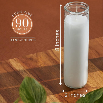 Simply Soson 2x8 inch White Devotional Candles in Glass Jar - 6 Pack - 90 Hours – Prayer Candle - Tall Pillar Candles for Religious, Memorials, Party Decor
