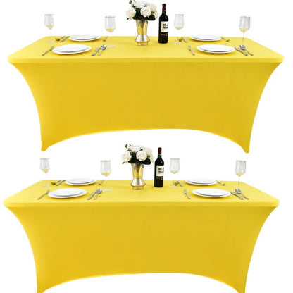 ZarzaaSik 10-Pack 8ft Spandex Table Covers for Rectangle Folding Tables - Washable Elastic Tablecloth - Ultimate Fitted Table Protector for Parties, Trade Shows, Banquet, and Wedding