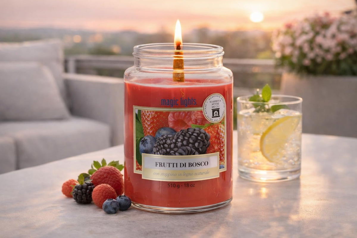 Candle jar 510g Berries with Natural Wood Wick, Made in Italy