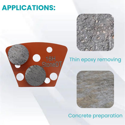Diamond Grinding Shoes, Trapezoid Concrete Grinding Disc Fit with ASL Iron Horse Floor Grinders, Double Round Segs, 16 Grit Hard Bond, Pack of 9