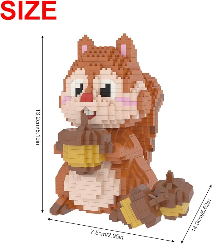 Larcele Animal Series Micro Building Blocks Animal Set DIY Mini 3D Building Toy Bricks Kit1449 Pieces KLJM-07 (Squirrel)