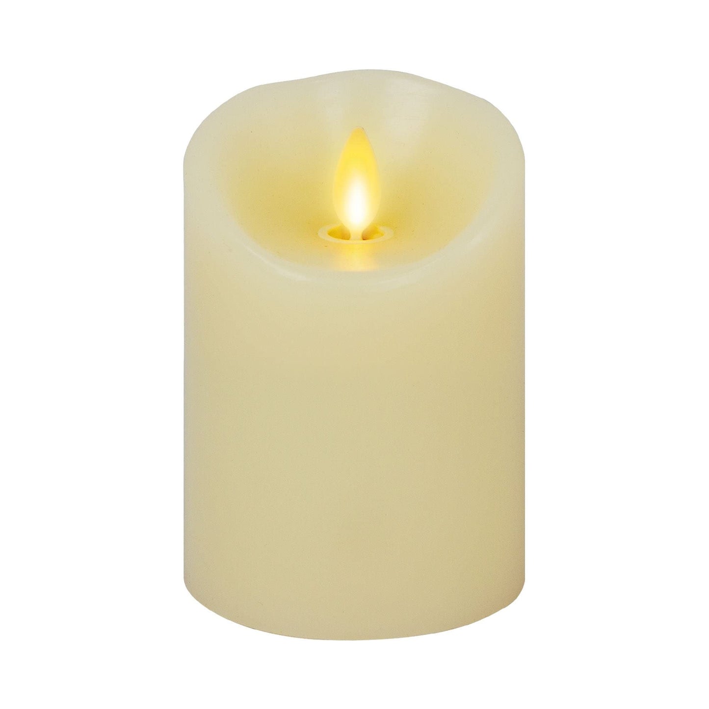 Luminara Scalloped Edge Flameless LED Candle - Ivory 4" x 5.3" - Real Wax Pillar Battery Operated Moving Flame w/Timer Unscented 1000Hr Runtime