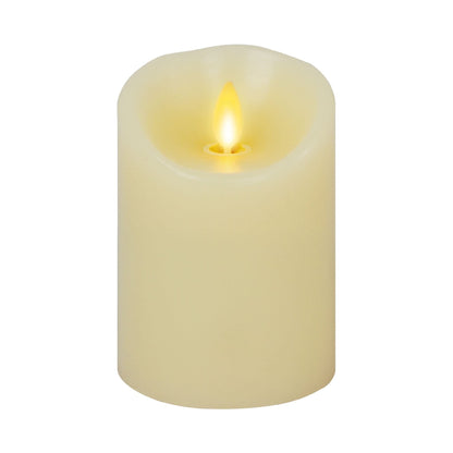 Luminara Scalloped Edge Flameless LED Candle - Ivory 4" x 5.3" - Real Wax Pillar Battery Operated Moving Flame w/Timer Unscented 1000Hr Runtime
