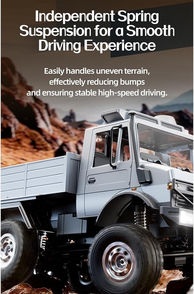 Helixsun All-Terrain Off-Road RC Transport Truck (Silver) 1/18 Scale 6WD 15KM/H Remote Control Transport Truck Vehicle Model Gift for Adults -RTR