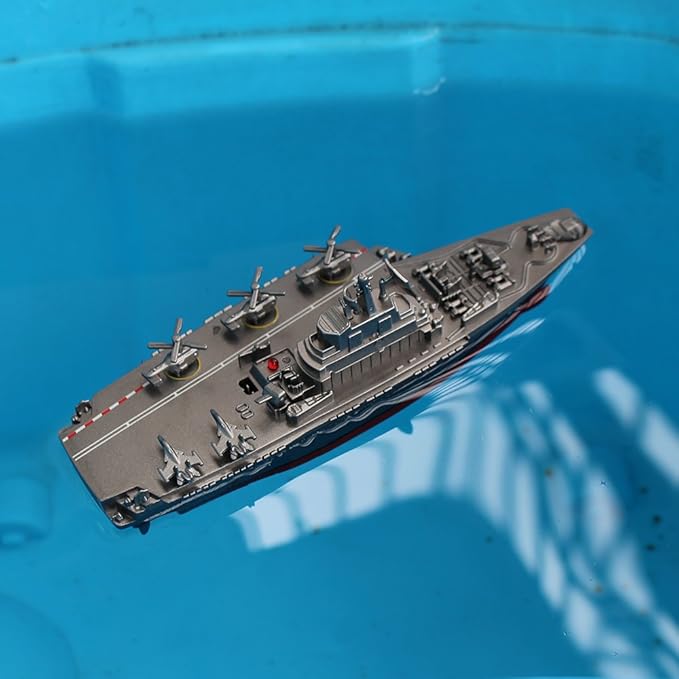 Tipmant Military Remote Control Aircraft Carrier Model RC Boat Ship Speedboat Yacht Electric Water Toy - Silver (2.4G No Antenna)