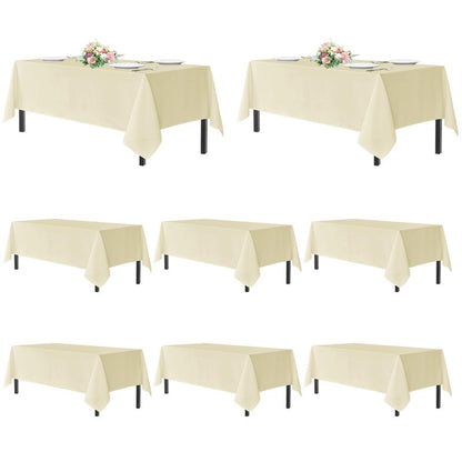 sancua Beige Tablecloths for 6 Foot Rectangle Tables, 8 Pack - Washable Polyester Fabric Table Cloth for Wedding Party, Birthday, Banquet Reception, 54x108 Inch Ivory