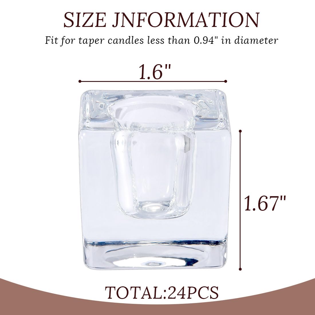 JONERAY Glass Taper Candles Holders Bulk, Set of 24 Clear Glass Candlestick Holders for Christmas Festival Dinning Table