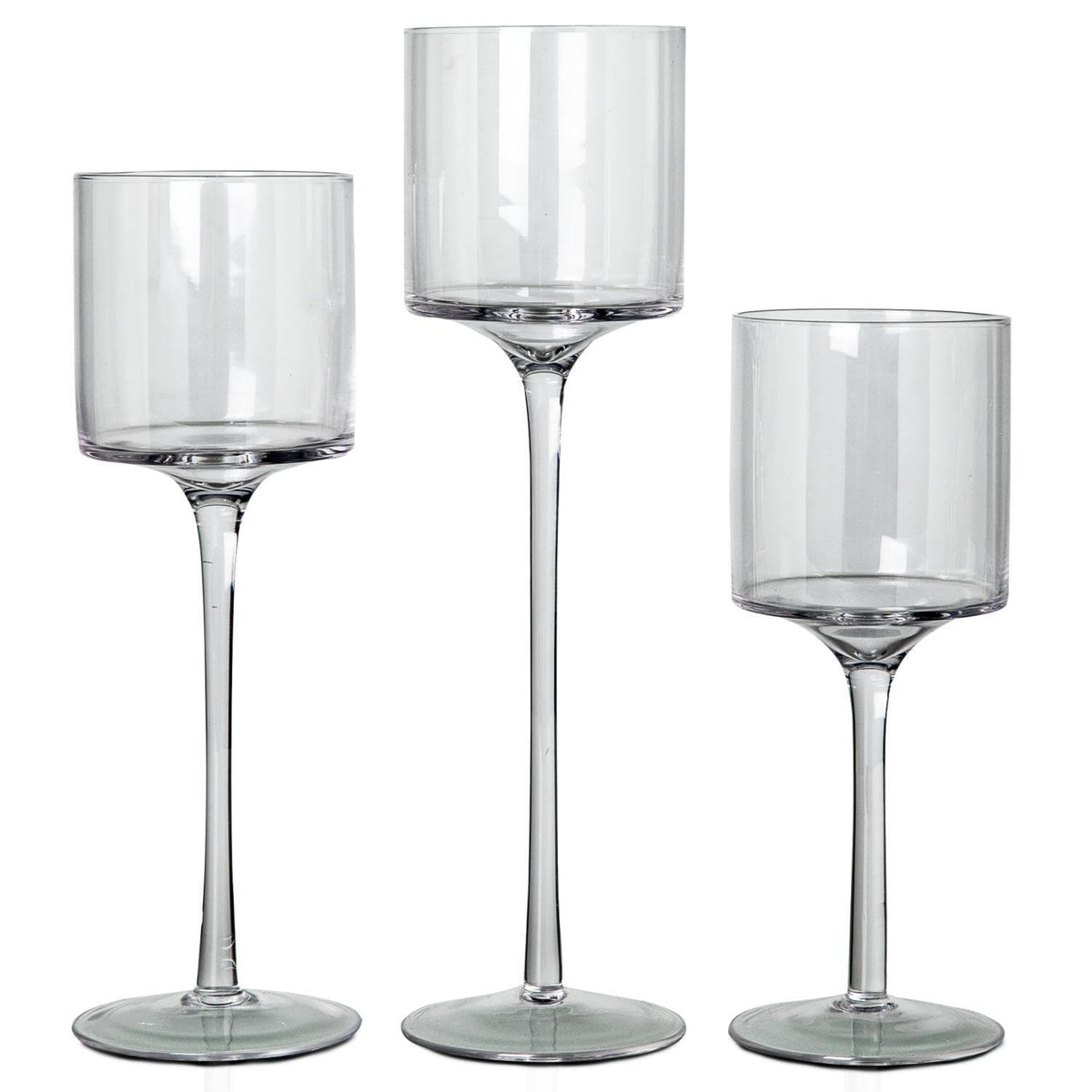 Glass Candleholders Tea Light Candle Holders Clear Wedding Weddings Hurricane Tall Elegant Ideal for Dining Party Home Decor Parties Table Settings Gifts Different Sizes (1 Set Large Clear)