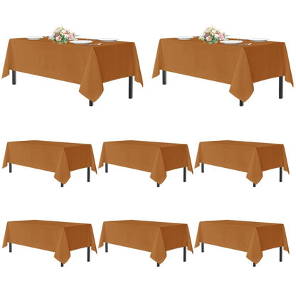 sancua Thanksgiving Tablecloths for 8 Foot Rectangle Tables, 8 Pack Light Brown - Washable Polyester Fabric Fall Table Cloth for Harvest Party, Birthday, Banquet Reception, 60x120 Inch Bronze