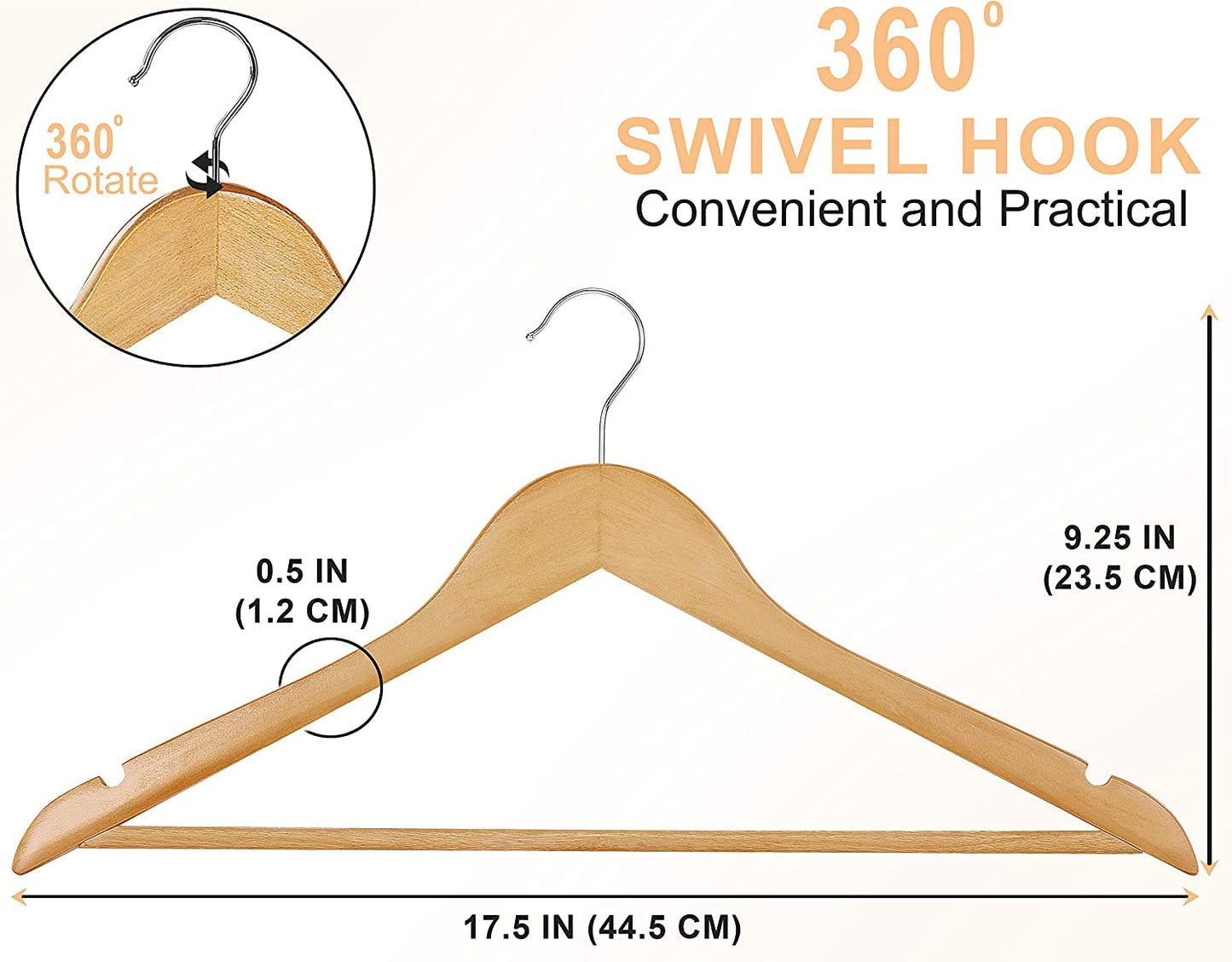 Utopia Home Premium Wooden Hangers 30 Pack - Durable & Slim Coat Hanger - Suit Hanger with 360-Degree Rotatable Hook - Wood Hangers with Shoulder Grooves (Natural Color)
