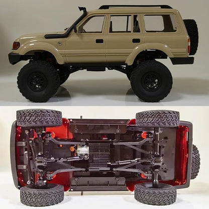 GoolRC RC Truck WPL C54 RC Crawler 1/16 Scale Remote Control Car 4WD All Terrain Off Road RC Rock Crawler 2.4GHz RC Climbing Car with LED Lights for Adults (Yellow)