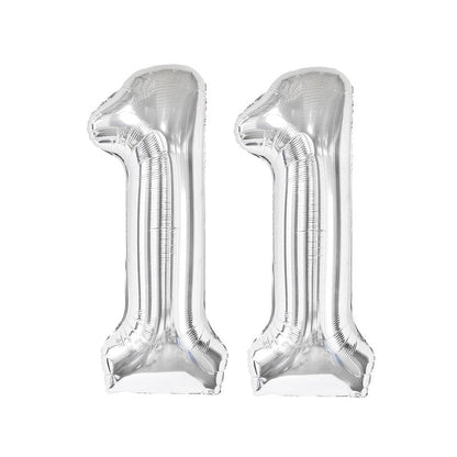 Silver Number 11 Balloon 40 inch, 11 Number Balloons, 11th Silver Birthday Decorations for Girls Boys Kids, 11 Year Old Silver Party Supplies