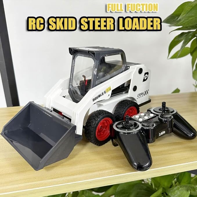 RC Skid Steer Loader 1/14 11 Channel Remote Control Bulldozer Crawler with Lights Sound 2.4G Full Function RC Front Loader Tractor Excavator Toys Construction Vehicle Engineering Truck