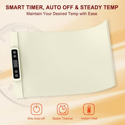 Warming Mat for Food, Food Warming Mat, Portable Electric WarmingTrays Buffets for Buffets Party and Home Daily Use, Heating Fastly in 10s, 5 Temp Levels Timed Function (White)