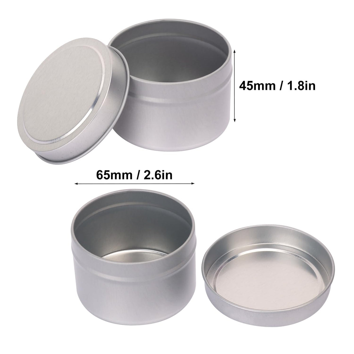 Biugaaufai 48 Pack 4 oz Sliver Metal Candle Tins with Lids, Round, Matte Finish, for DIY Candle Making and Storage