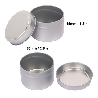 Biugaaufai 48 Pack 4 oz Sliver Metal Candle Tins with Lids, Round, Matte Finish, for DIY Candle Making and Storage