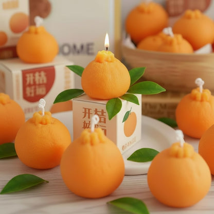 Pangda 6 Pcs Orange Shaped Scented Candles 2.7 Inch Mini Fruit Birthday Candle Gift Fruit Party Decoration, Soy Wax Christmas Bathroom Home Yoga Spa
