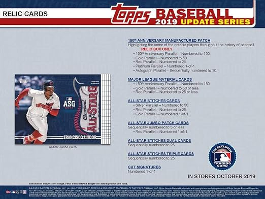 2019 Topps Update Baseball Blaster Box (7 Packs/14 Cards: 1 Hit 5 Inserts)