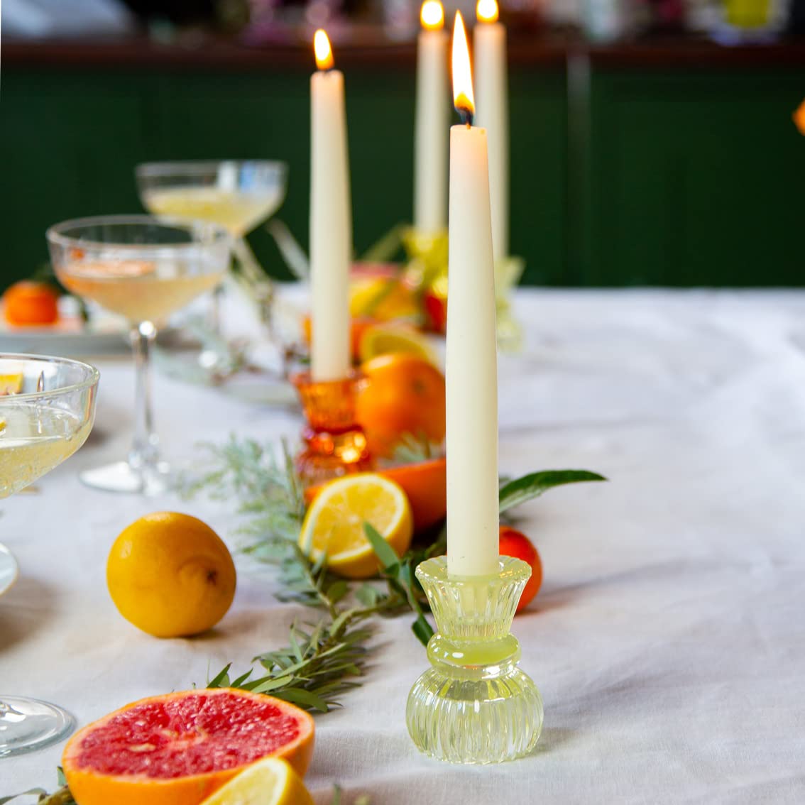Talking Tables Small Light Green Glass Candle Holder for Candlesticks or Tea Lights | Decorative Easter Table Decorations, One Size, (Boho-GRN-SMLCNDLHOLD)