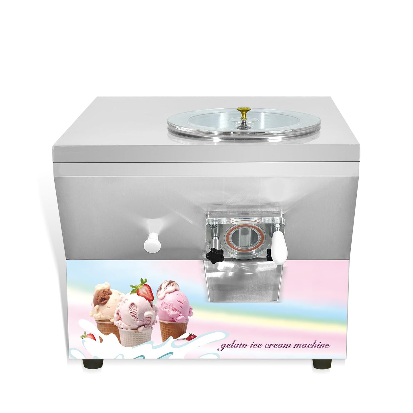 Wtecom Commercial Countertop Hard Ice Cream Machine US Standard 110V 1000W 5.5Gal/H Smart Control Frozen Dessert Maker for Bakery Café Restaurant Food Truck