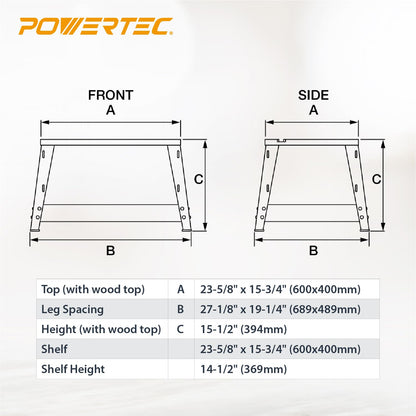POWERTEC Benchtop Router Table w/Metal Stand and Adjustable Fence Set – 24" x 16" Laminated MDF Top, Aluminum Insert Plate, 2-1/2" Dust Port, Fence Stop, Featherboard and More Accessories (71963)