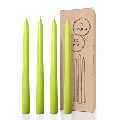 CANDWAX 10 inch Olive Taper Candles Set of 4 - Dripless Unscented Candlesticks - Perfect as Dinner Table Centerpiece Tapers or Household Decor