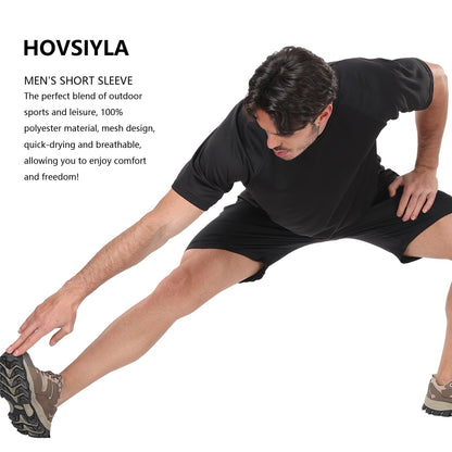 HovSiyla 5 Pack Running Shirts Men Sport Tops Dry Fit Gym Wicking Athletic T Shirts Breathable Cool Workout Shirts L