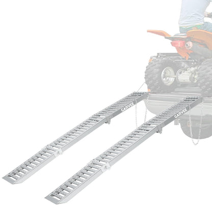 Garvee 72" Loading Ramps for Pickup Trucks, 2-Pack Folding Truck Ramps 1000 Lb Capacity Total, Tri-Fold Design for Motorcycle, Dirt Bikes, Lawn Mowers, ATVs, 72" L x 9" W, Silver