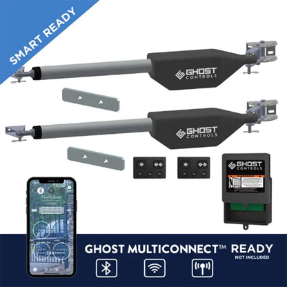 Ghost Controls Pro Dual Solar Automatic Gate Opener Smart Bundle with 30w Solar Panel and MultiConnect