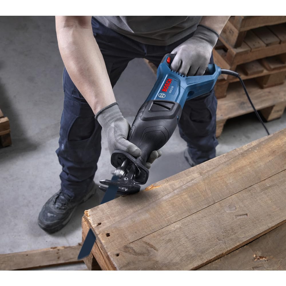BOSCH GSA12-30 Corded Reciprocating Saw - 12 Amp Power, 1-3/16 In Stroke Length, Variable Speed Control, Tool-Free Blade Change, Lightweight Design for Easy Maneuverability (Bare Tool)
