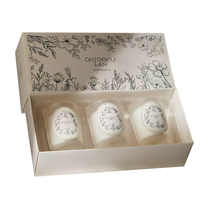 Scented Candle, Round Frosted Atmosphere, Suitable for Home 3-in-1 Set (White Tea Orchid/Cold Water/Earl Grey Tea with Cucumber)