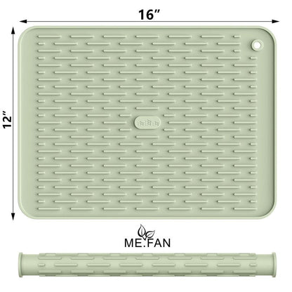ME.FAN Silicone Dish Drying Mat for Kitchen Counter, Dish Drying Pad for Sink, Refrigerator or Drawer, Countertop Protection Pad M - 16''×12'' - Desert Sage