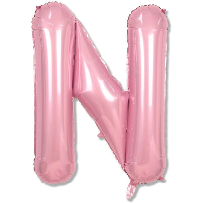 Pastel Pink N Letter Balloon, 40 Inch Giant Light Pink Mylar Helium Foil Alphabet N for Girls, Self Inflating N Birthday Balloon for Women Anniversary Baby Shower Princess Party Decoration Supplies