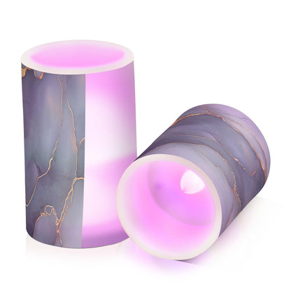 Zathe Flameless Flickering Candles Batteries Flameless Candles Set for Table Marble Brown Gray