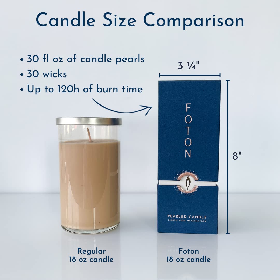 Foton Pearled Candle 18 Oz - Snowy Cider Non Toxic Luxury Long Lasting Powder Wax Sand Candles up to 120 Hours - Refillable Pearl Candle Sand with 30 Wicks